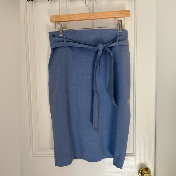 Ann Taylor Blue Paper Bag Tie- Front Skirt Size 4 - Picture 2 of 8